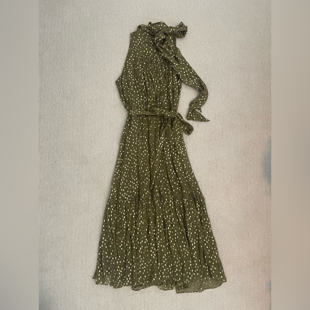 Zimmermann Olive Green Polka Dot Maxi Dress